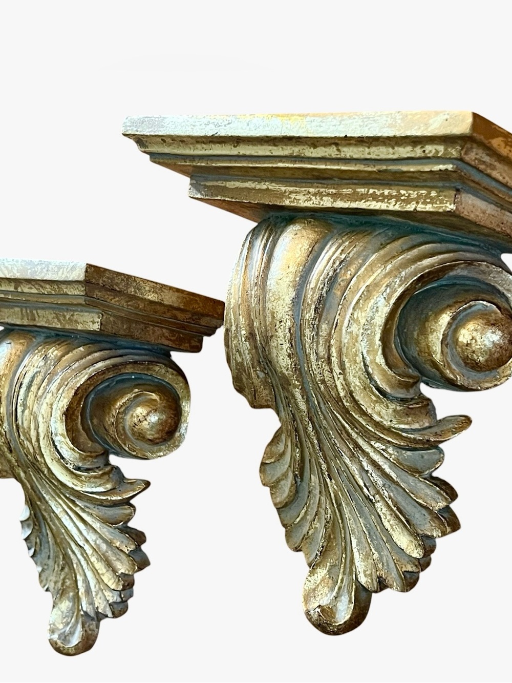 Vintage Gold Accent Wall Corbels - Wall Sconces Ornate Vintage Decorative Pair